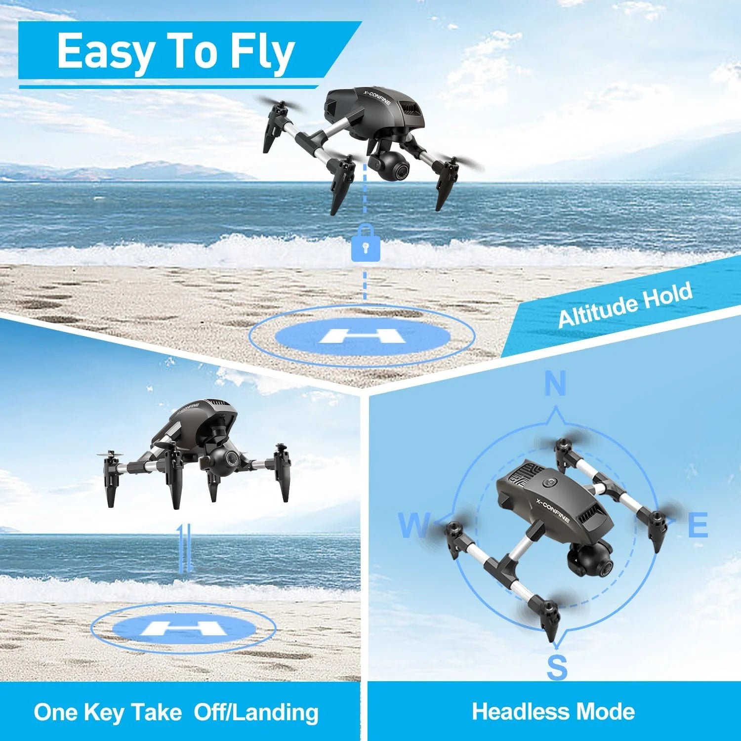2025 New V42 WIFI FPV Drone Wide Angle HD 4K/1080P Camera Height Hold  Quadcopter RC Helicopter Drones Toy Gift for Kids Adults