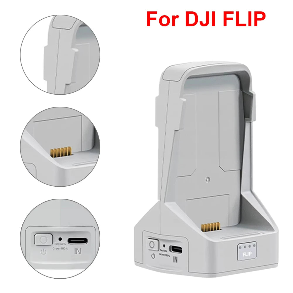 Battery Charger For DJI Flip Two-way Charging Hub Vertical Butler Power Bank Charging Station Kit For DJI Flip Drone Accessories