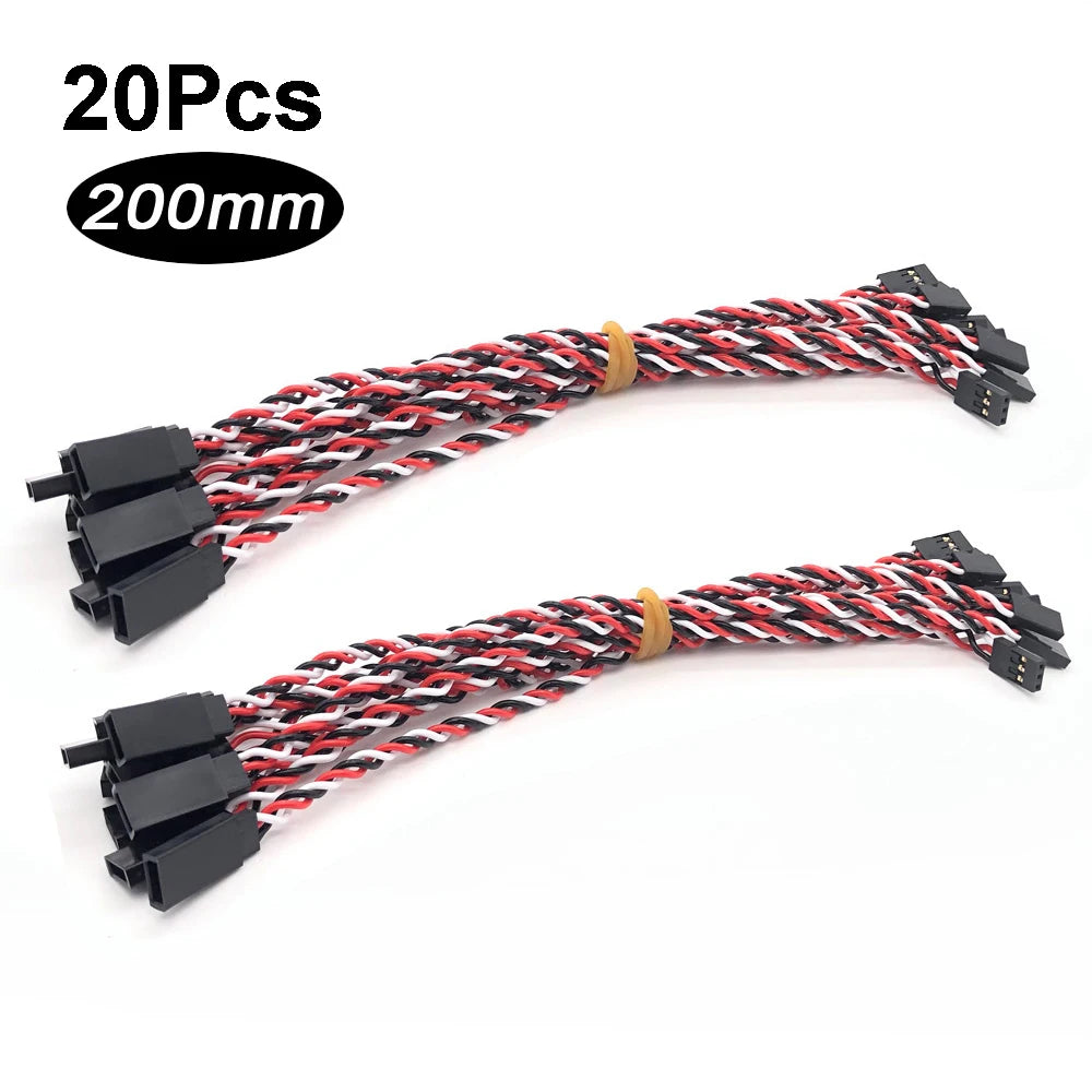 10/20PCS RC Servo Extension Cord Cable Wire Lead JR 100/150/200/300/500mm Connector for RC Fixed-Wing Helicopter Ariplane Drone