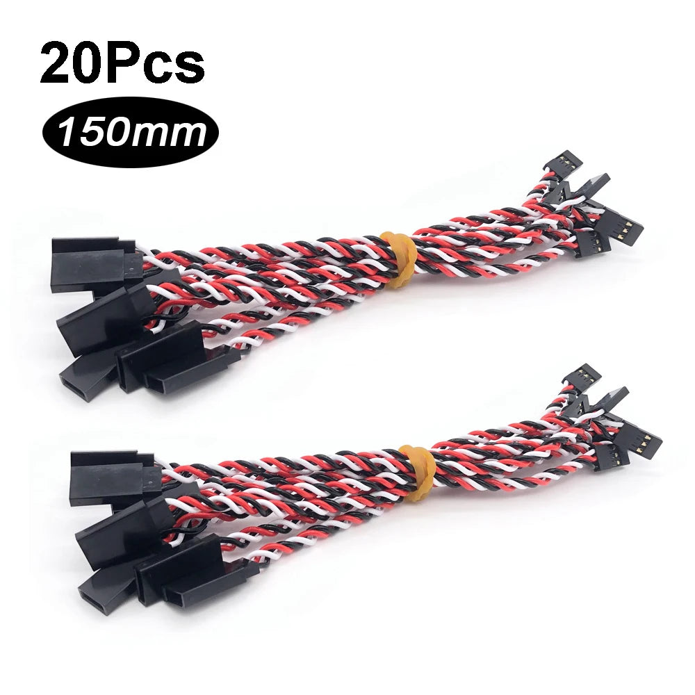 10/20PCS RC Servo Extension Cord Cable Wire Lead JR 100/150/200/300/500mm Connector for RC Fixed-Wing Helicopter Ariplane Drone