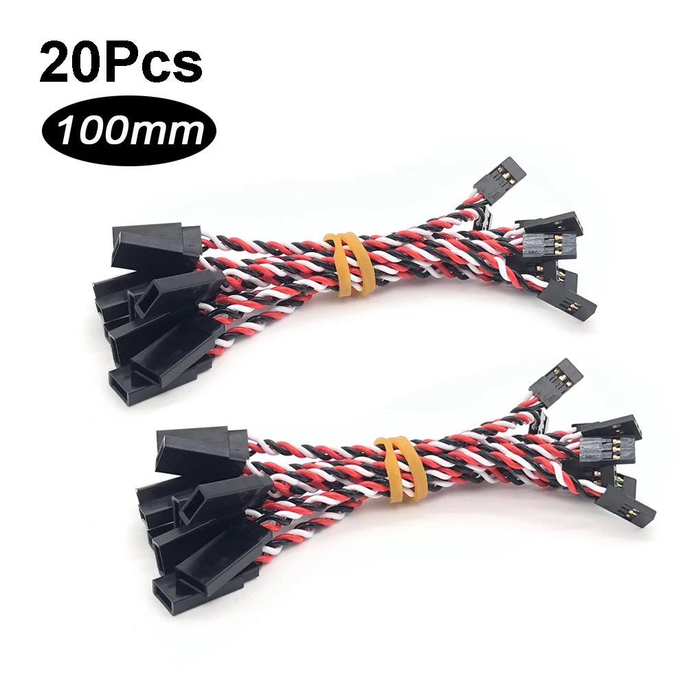 10/20PCS RC Servo Extension Cord Cable Wire Lead JR 100/150/200/300/500mm Connector for RC Fixed-Wing Helicopter Ariplane Drone