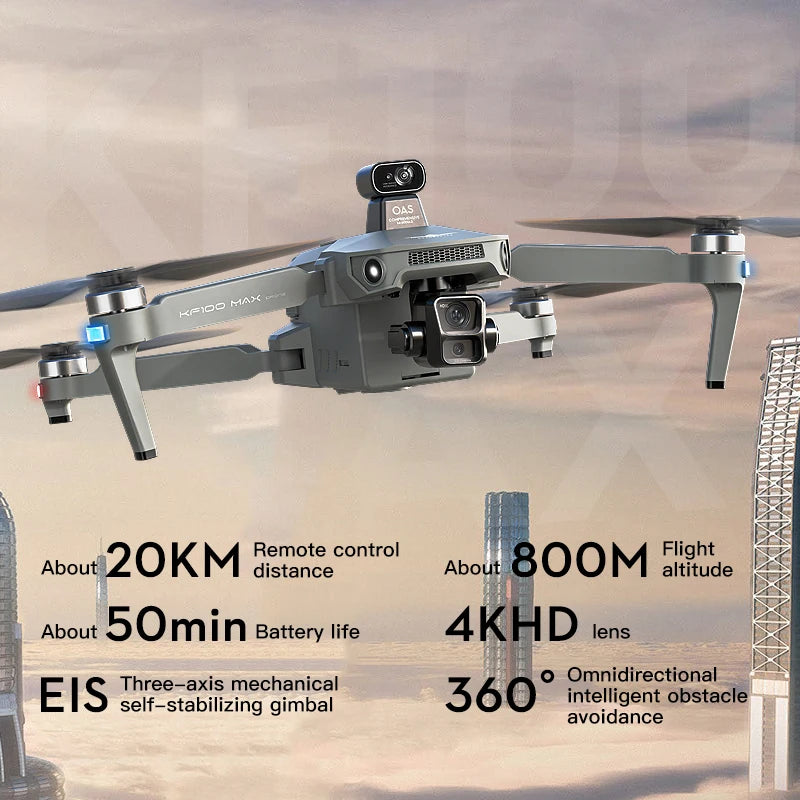 5.5 inch KF100 MAX/KF100 Large Screen RC Profesional GPS Drone With 8K Camera 3-axis Gimbal Brushless For Fishing Dron VS P7 MAX