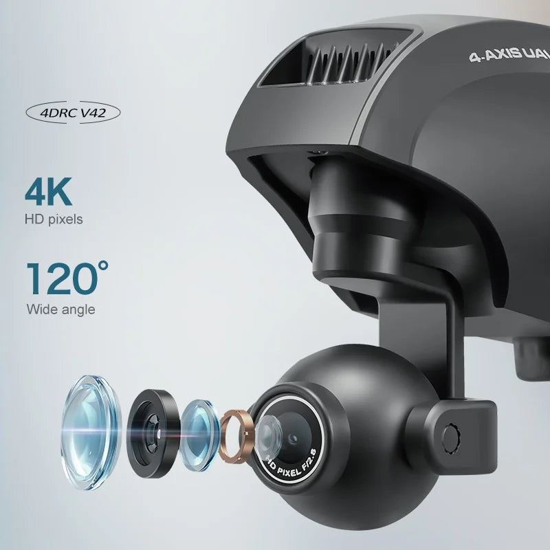 2025 New V42 WIFI FPV Drone Wide Angle HD 4K/1080P Camera Height Hold  Quadcopter RC Helicopter Drones Toy Gift for Kids Adults