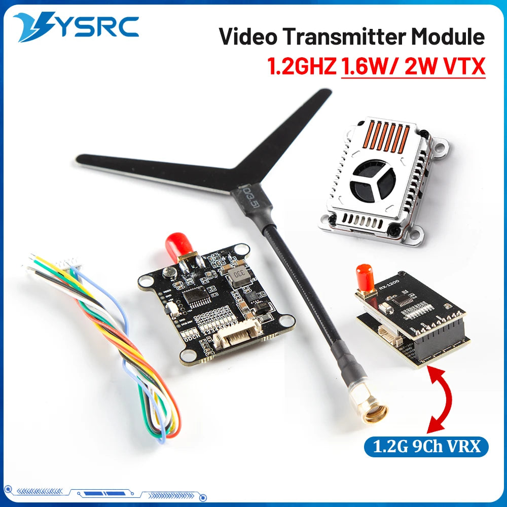 1.2G 1.2GHz 1.6W 2W VTX Switchable Video Transmitter Module 1.2G 9CH VRX 1200mhz Video Receiver with Antenna For FPV Drones